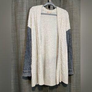 Hem & Thread Cream and Denim Cardigan